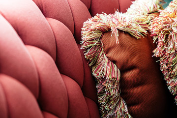 Background of velvet sofa and cushions