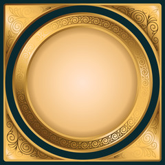 Golden ornate decorative emblem