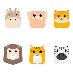 CARTOON CUTE BABY ANIMAL ICON SET CARD