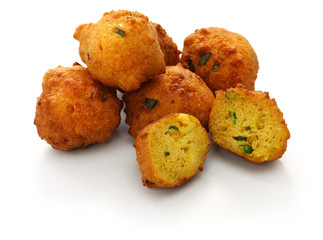 homemade hush puppies, southern food, deep fried cornbread balls
