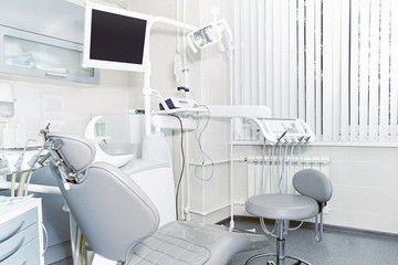 Interior of the office of patients reception with dental equipment