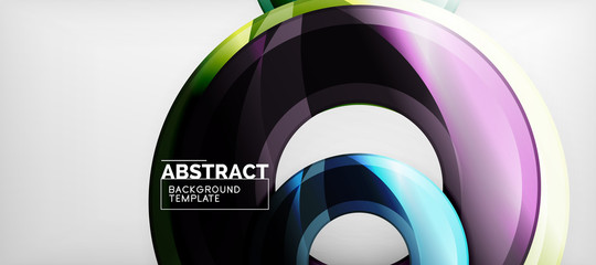 Modern geometric circles abstract background, colorful round shapes with shadow effects