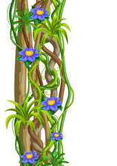 Twisted wild lianas branches background. Jungle vines plants.