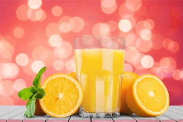 Orange juice and slices of orange on background © BillionPhotos.com
