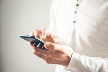 man hand  phone