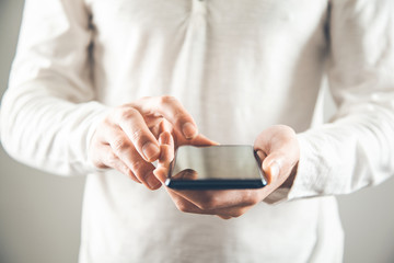 man hand  phone