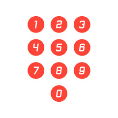 Set of round 0-9 number icons. Vector illustration