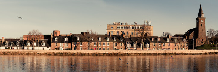 Panoramic picture of the river ness in Inverness Scotland. Panoramic composite.  the preview does not show the resolution and crisp focus.
