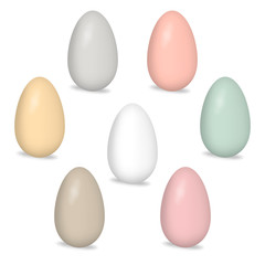 Painted Easter eggs isolated on white background. Color egg set, realistic vector illustration
