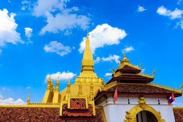 Pha That Luang temple. Golden stupa. Vientiane. Laos.
