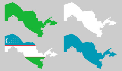 Uzbekistan with national flag  map 