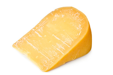 Calcium lactate crystals on cheese surface, often confused with fungal mold, isolated on white background