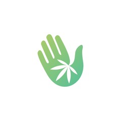 Obraz premium hand cannabis logo vector icon illustration