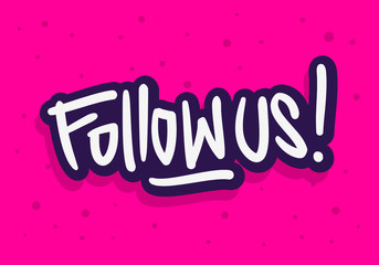 Follow Label Sign Logo Hand Drawn Brush Lettering Calligraphy Type  Design Vector Graphic