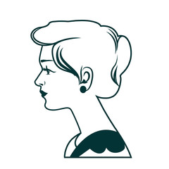 Beautiful classic female profile. Woman with beautiful retro hairstyle, governess, mother or teacher