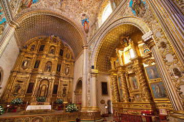 Fototapeta na wymiar Oaxaca, Mexico-2 December 2018: Interiors of a Landmark Santo Domingo Cathedral in historic Oaxaca city center