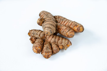 Turmeric on white background.