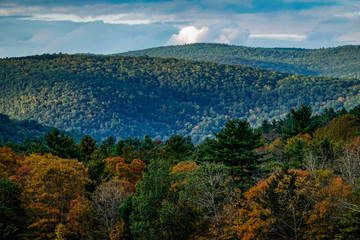 Music Mountain, Connecticut, USA The Berkshire Hills at sunset on a fall autumn day
