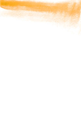 Card with orange watercolor painting for design. Abstract backdrop. Save the Date, postcard, banner, logo, wedding invitation. Isolated on white background. Vector illustration.