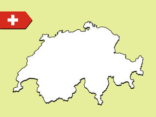 Switzerland map with national flag 
