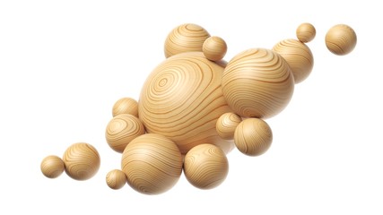 Wooden spheres composition isolated on a white background