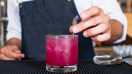 Bartender making cocktail