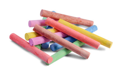 Colored chalks isolated on white background