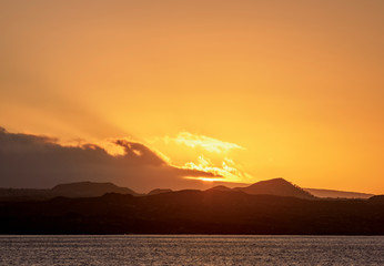 Santiago or James Island at sunset, Galapagos, Ecuador