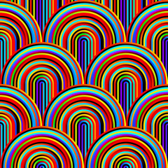 Crazy curves - tangled geometric pattern with bright neon colors.