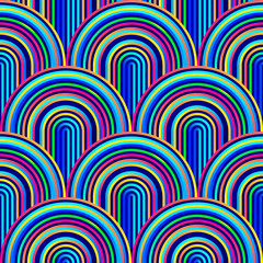 Crazy curves - tangled geometric pattern with bright neon colors.