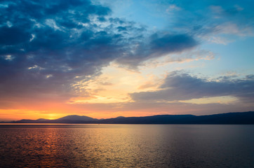 A beautiful sunset at Hydra island Greece