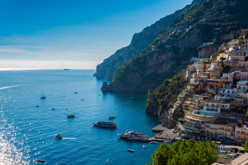 Naklejka premium Landscape of Positano town on Amalfi coast, Campania