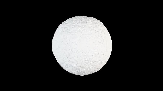 3D rendering simulation of a snowball Earth with melting ice and green grass growing out from the continents