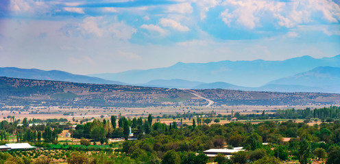 Countryside nature landscape with mountains and hill