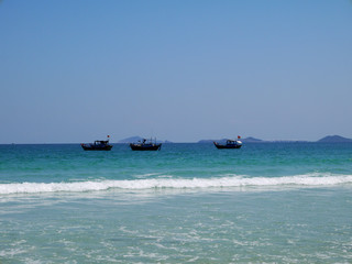 Fototapeta na wymiar Fishing schooners in the sea