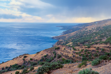 Wild hilly coastline of Creta island