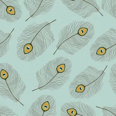 Aluminium Prints Peacock Seamless pattern with peacock feathers