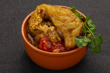 Caucasian cuisine - baked eggplant and tomato