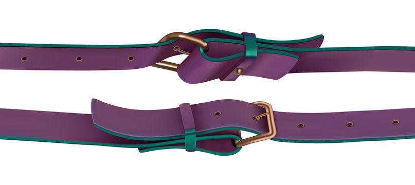 Haberdashery accessories. Straps with buckle purple color. Side view. Vector illustration.