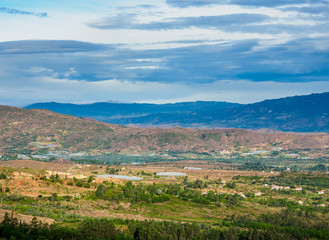 Fototapeta na wymiar Landscape seen from El Santo View Point, Villa de Leyva, Boyaca Department, Colombia