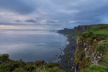 Landscape of cliffs and the ocean on Isle of Skye opposite Kilt Rock