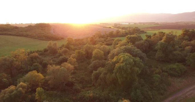 Aerial shot, Panoramic view and autumn in Hungary