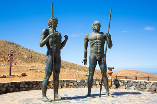 the statues at Mirador Corrales de Guize, Fuerteventura, Spain