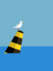 Seagull on a buoy