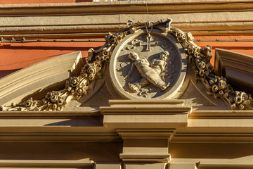 Close-up on the detail of architecture in Bologna, Italy