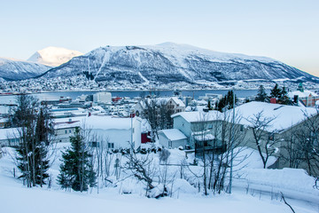 Hiver à Tromso en Norvège du Nord au dessus du cercle arctique