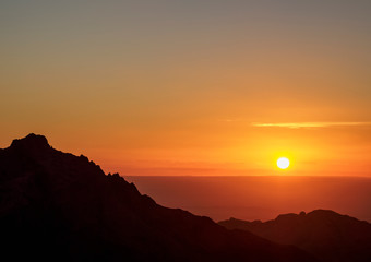 Sunset over Wadi Araba, Petra, Ma'an Governorate, Jordan