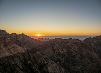 Fototapeta na wymiar Sunset over Wadi Araba, Petra, Ma'an Governorate, Jordan