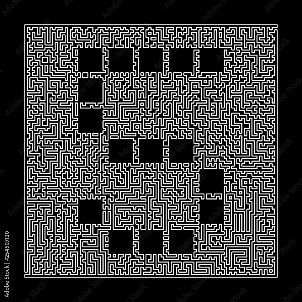 Fototapete number 5 in the maze frame. labyrinth technical letters linear style font. illustration isolated on 