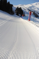 Ski track in the morning 